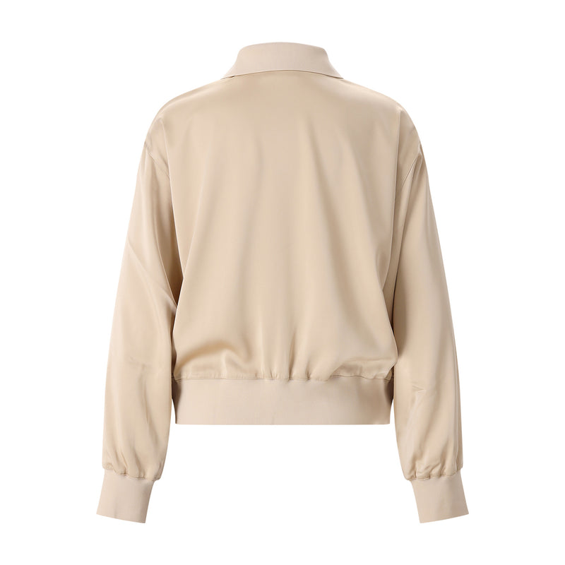 Lacoste Langarmshirt mit Kragen aus Satin Damen