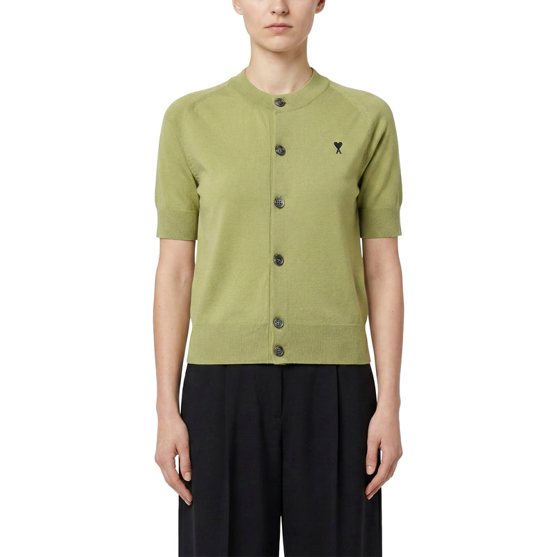 Kurzarm-Strickjacke mit Logo