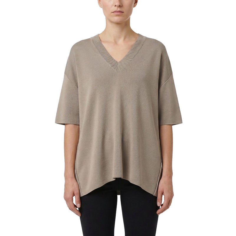 ami Paris Kurzarm-Pullover aus Wollmix Damen