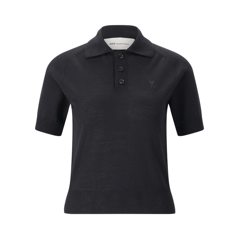 Poloshirt aus Merinowolle L / Schwarz