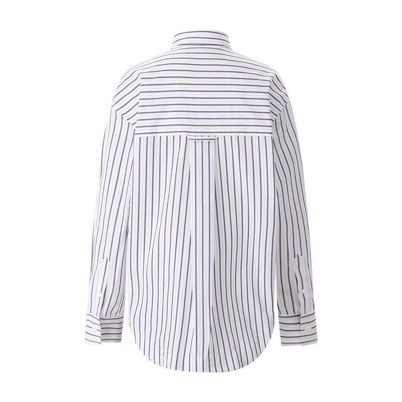 Gestreifte Hemdbluse L / Dunkelblau