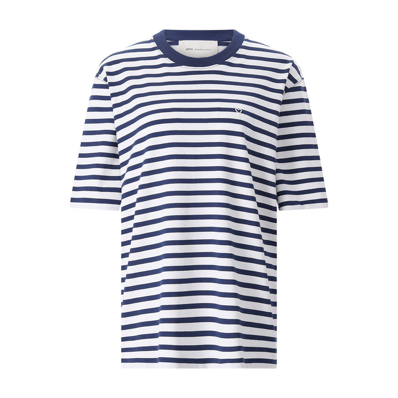ami Paris Gestreiftes T-Shirt mit Logo Damen