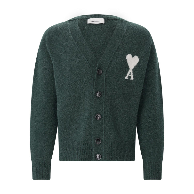 Strickjacke aus Alpaka-Mix XL / Dunkelgrün