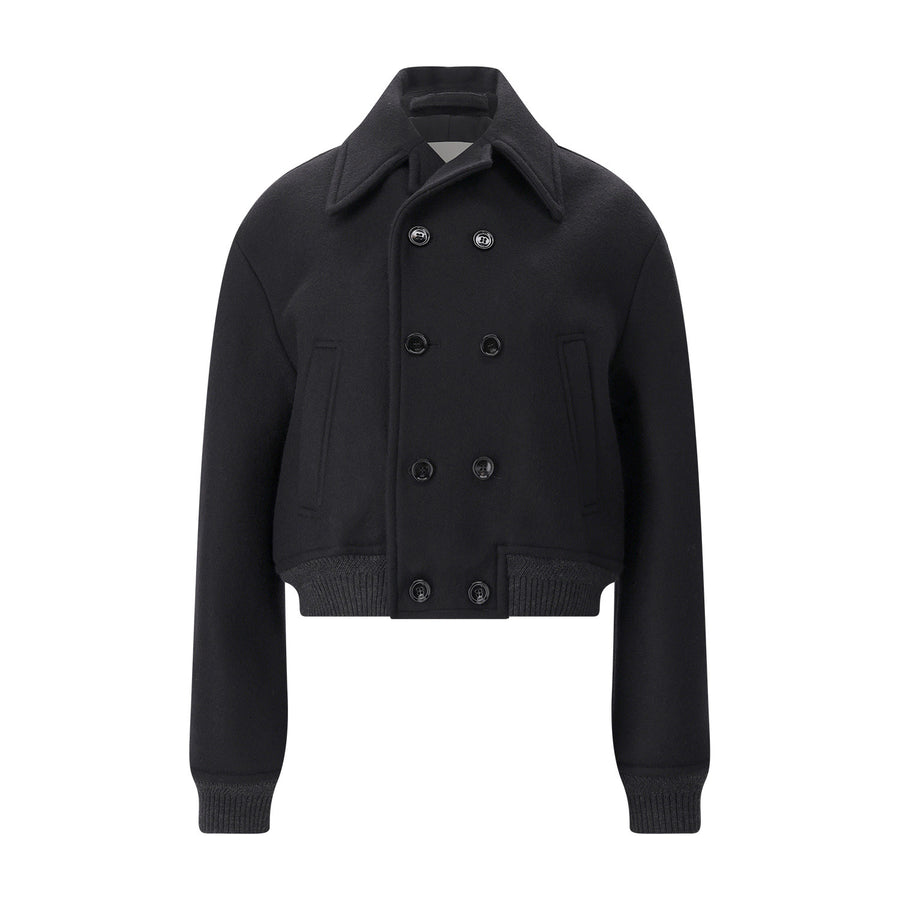 Zweireihige Jacke aus Wolle L / Schwarz