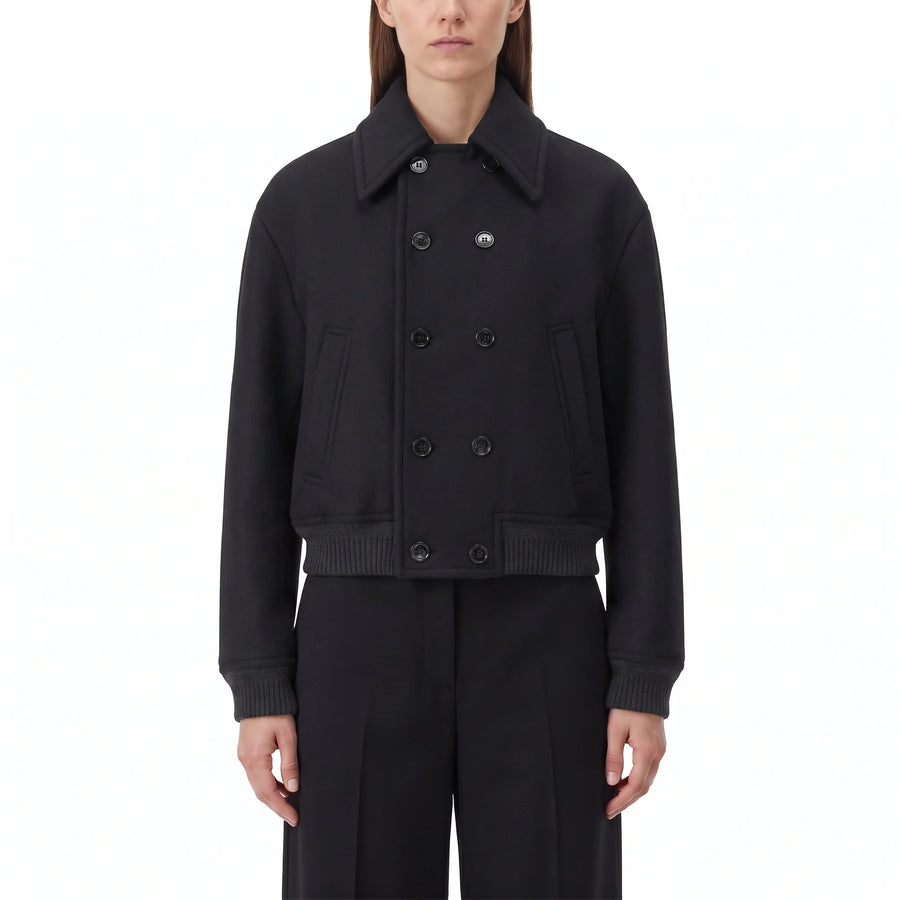 Zweireihige Jacke aus Wolle L / Schwarz