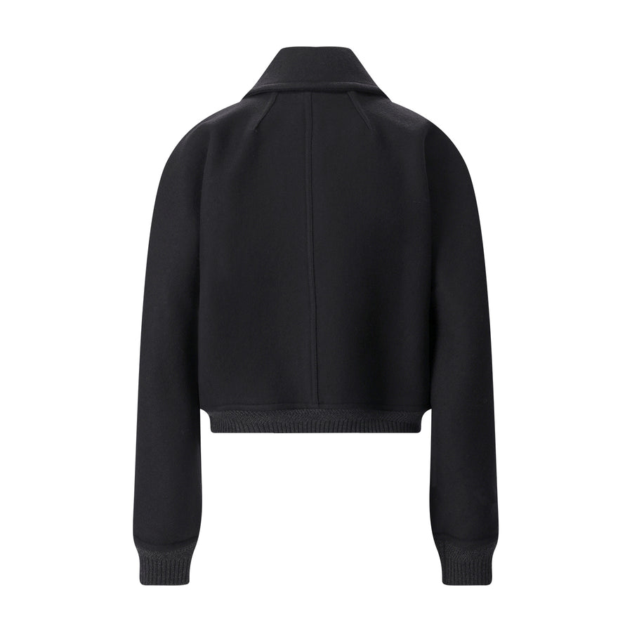 Zweireihige Jacke aus Wolle L / Schwarz