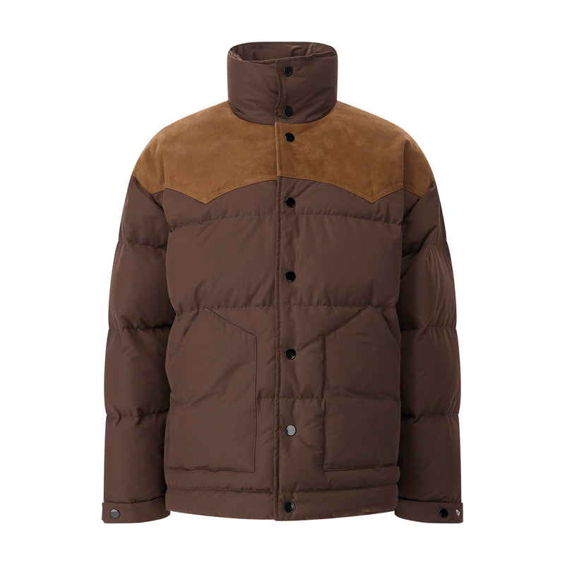 Steppjacke mit Daunen & Leder XL / Braun