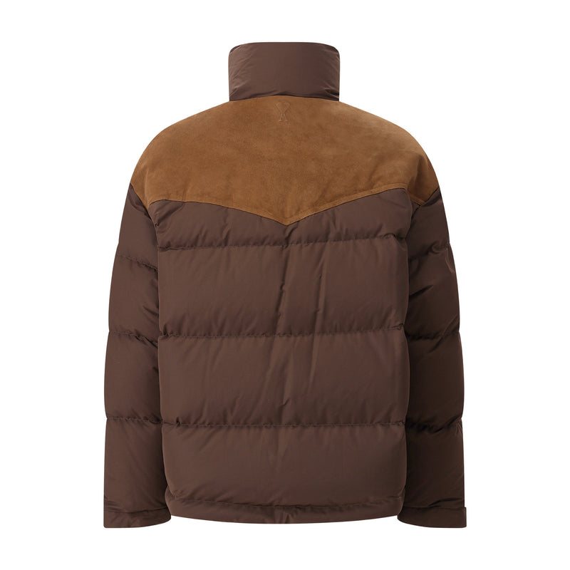 Steppjacke mit Daunen & Leder XL / Braun