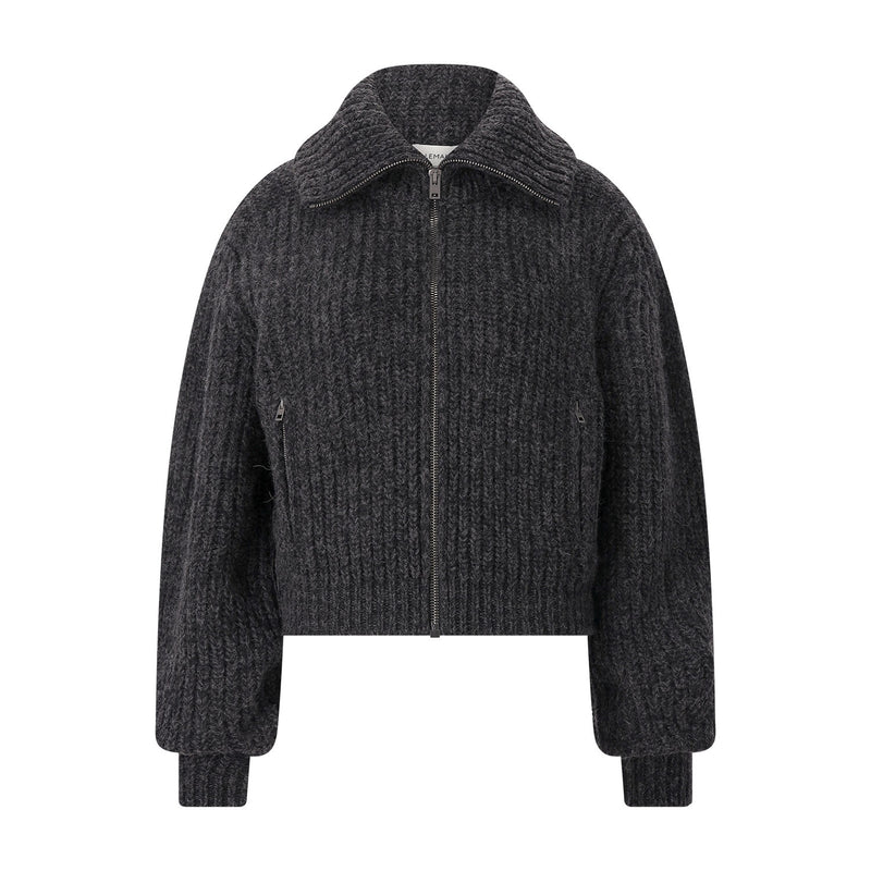 Strickjacke aus Alpaka-Yak-Mix L / Anthrazit