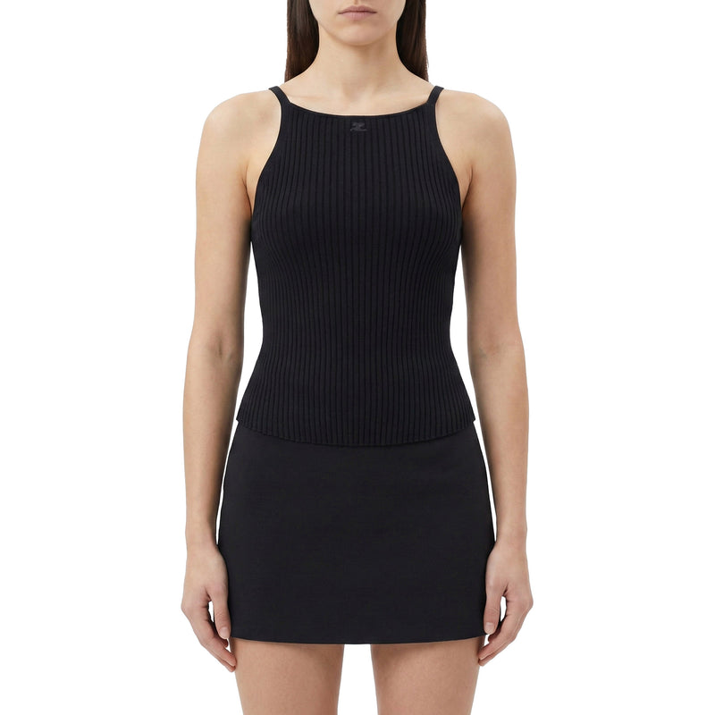 Courrèges Geripptes Top mit Logo Damen