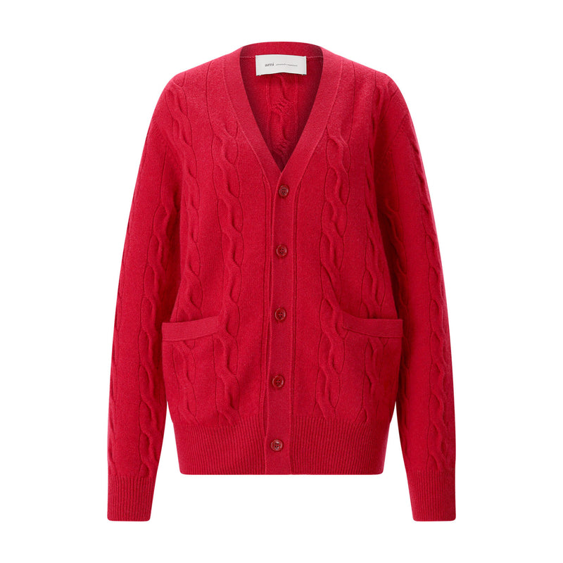 Strickjacke aus Merinowolle L / Rot
