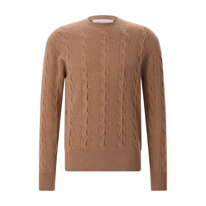 ami Paris Zopfstrick-Pullover aus Merinowolle Herren