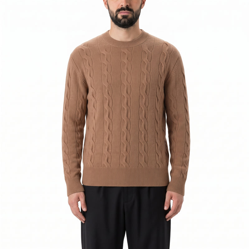 ami Paris Zopfstrick-Pullover aus Merinowolle Herren