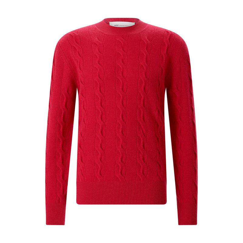 ami Paris Zopfstrick-Pullover aus Merinowolle Herren