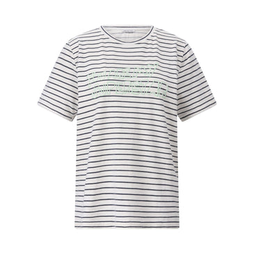 Gestreiftes T-Shirt aus Baumwolle XL / Weiß