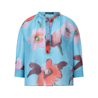 Blusenshirt mit floralen Print 42 / Blau