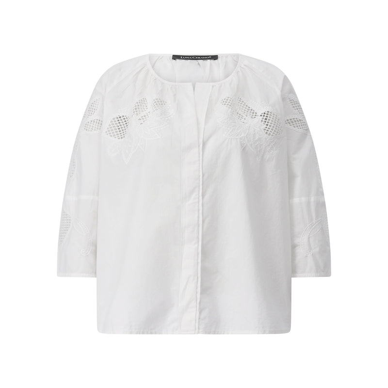 Luisa Cerano Oversized Bluse mit floralem Stick Damen