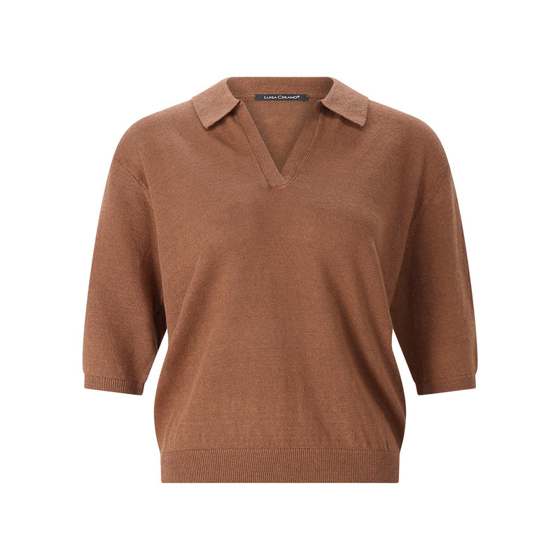 Poloshirt aus Leinen 42 / Braun