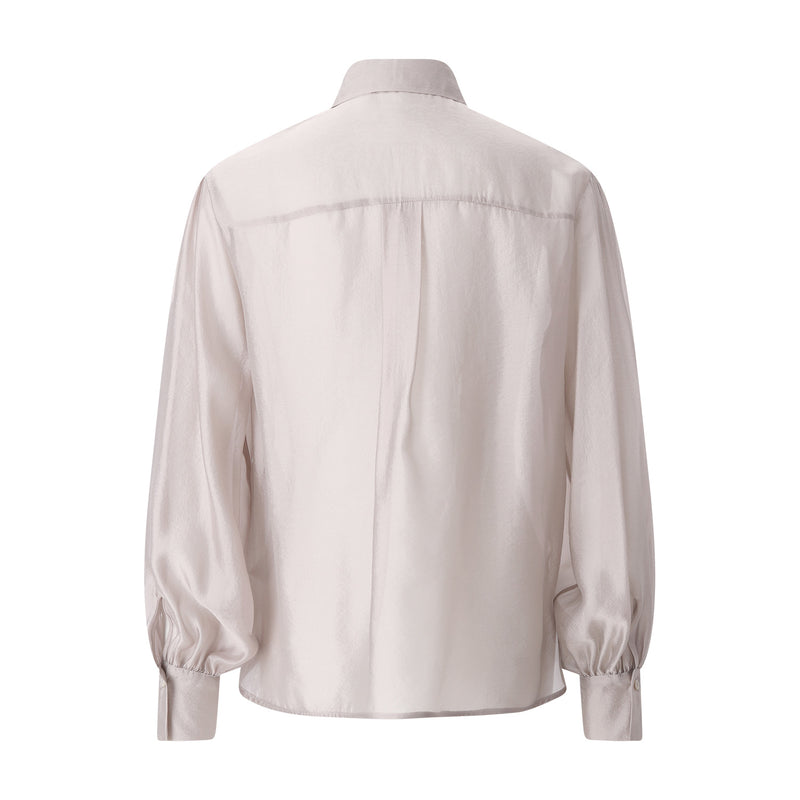 Hemdbluse aus mit Krawatte 44 / Creme