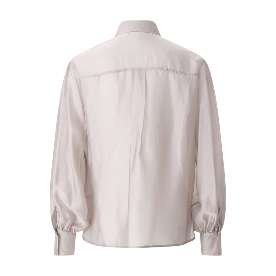 Hemdbluse aus mit Krawatte 44 / Creme