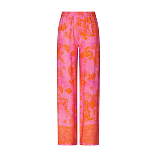 Weite Hose mit Blumenprint 46 / Pink