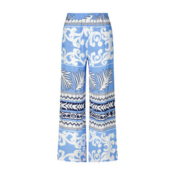 Weite Hose mit Print 44 / Blau