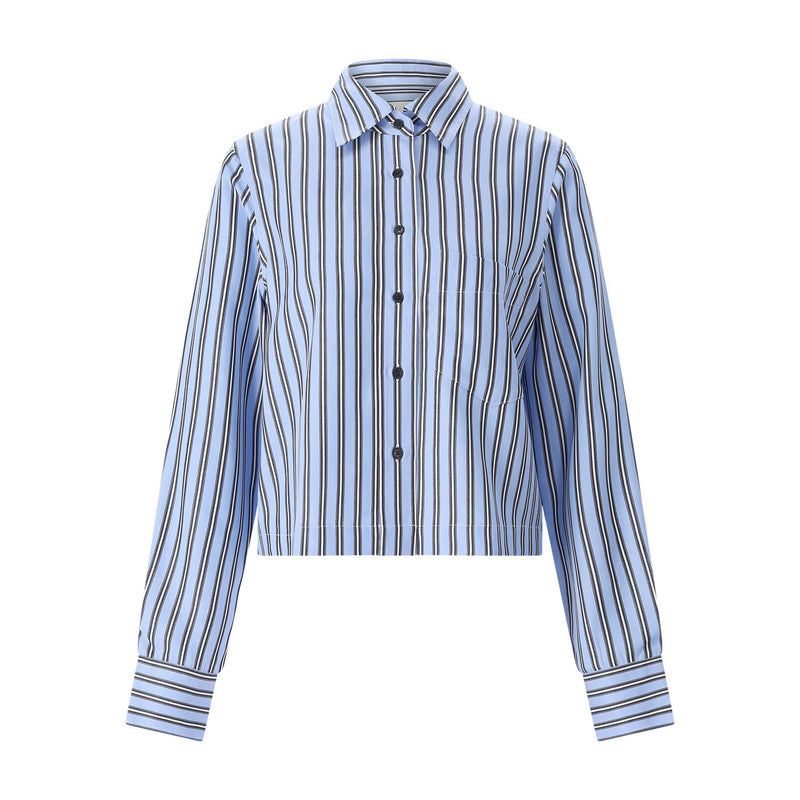 Gestreifte Hemdbluse L / Blau
