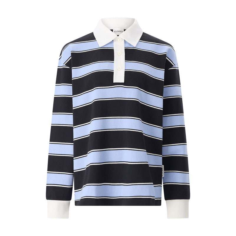 Gestreiftes Langarm-Poloshirt M / Multicolor