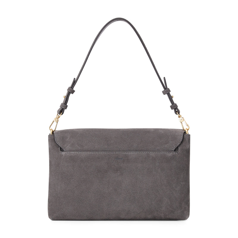 Schultertasche Twist aus Veloursleder One Size / Dunkelgrau
