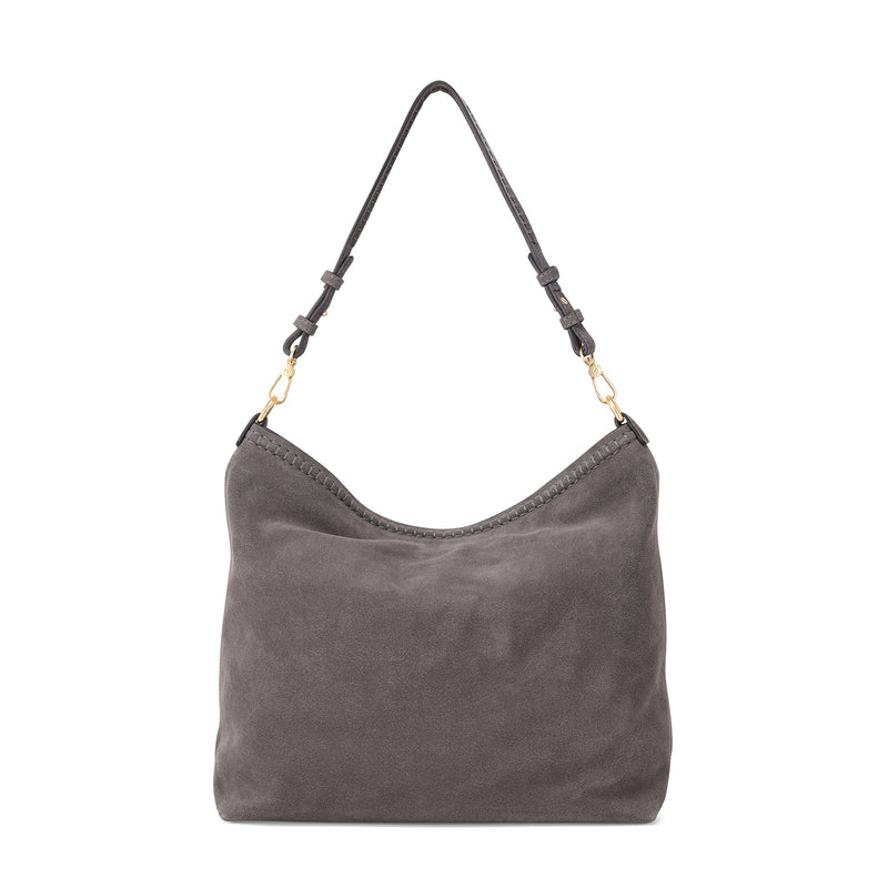 Hobo Bag Signature aus Veloursleder One Size / Grau