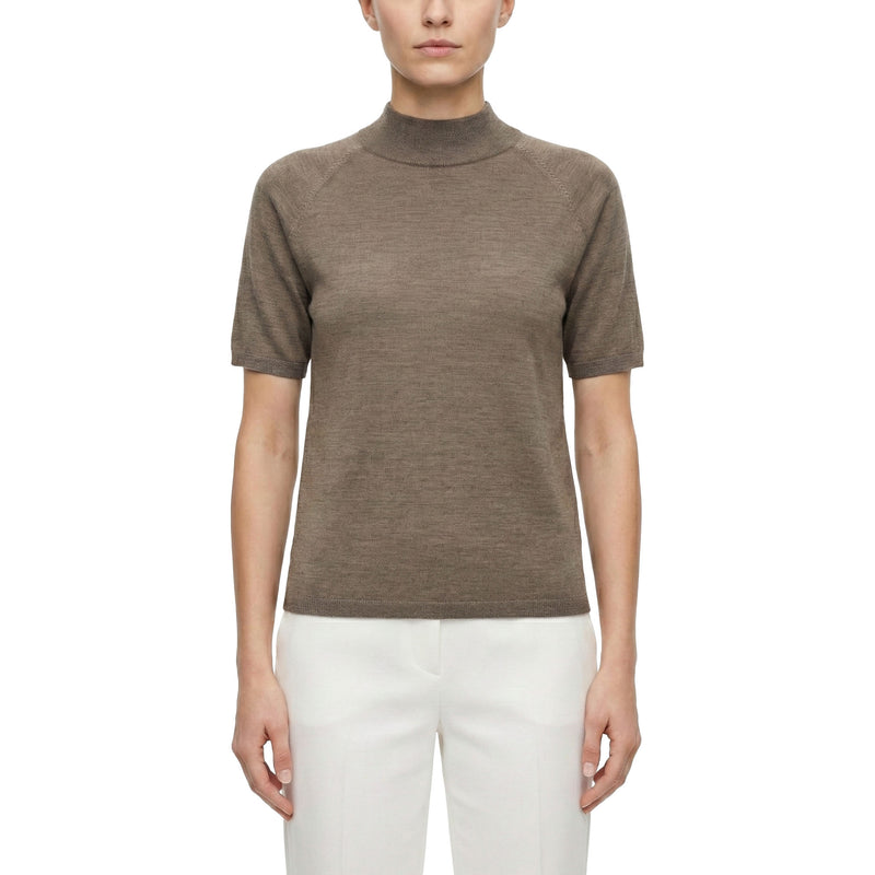 Short-sleeved merino wool sweater