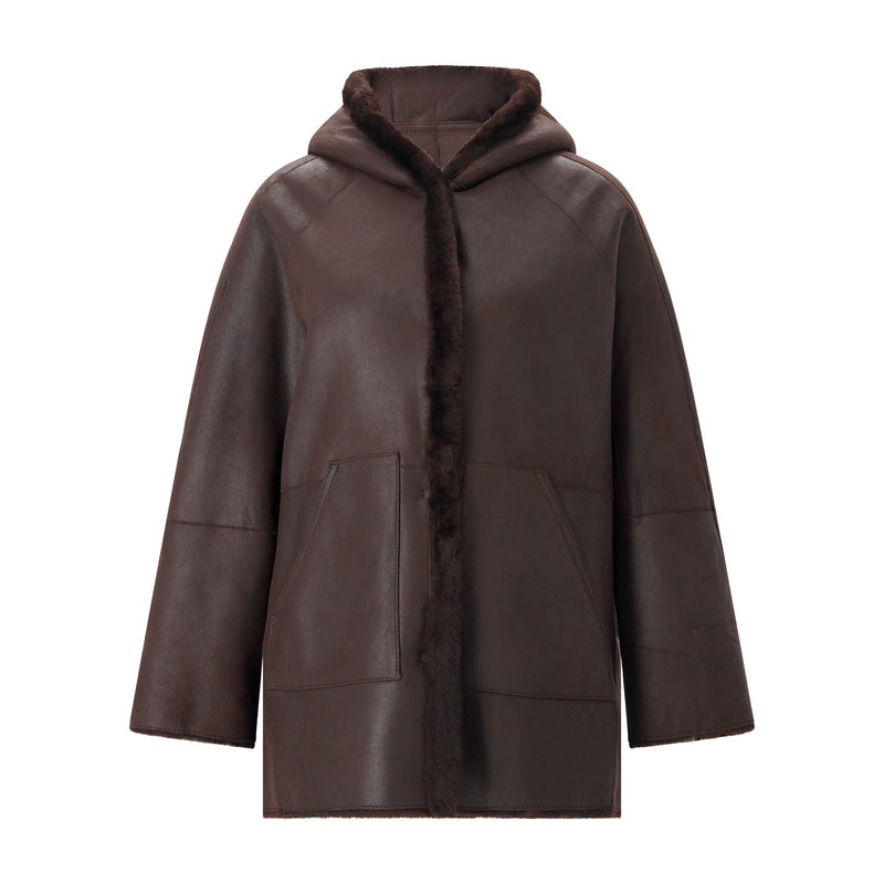 Wendejacke Greta aus Leder 42 / Dunkelbraun