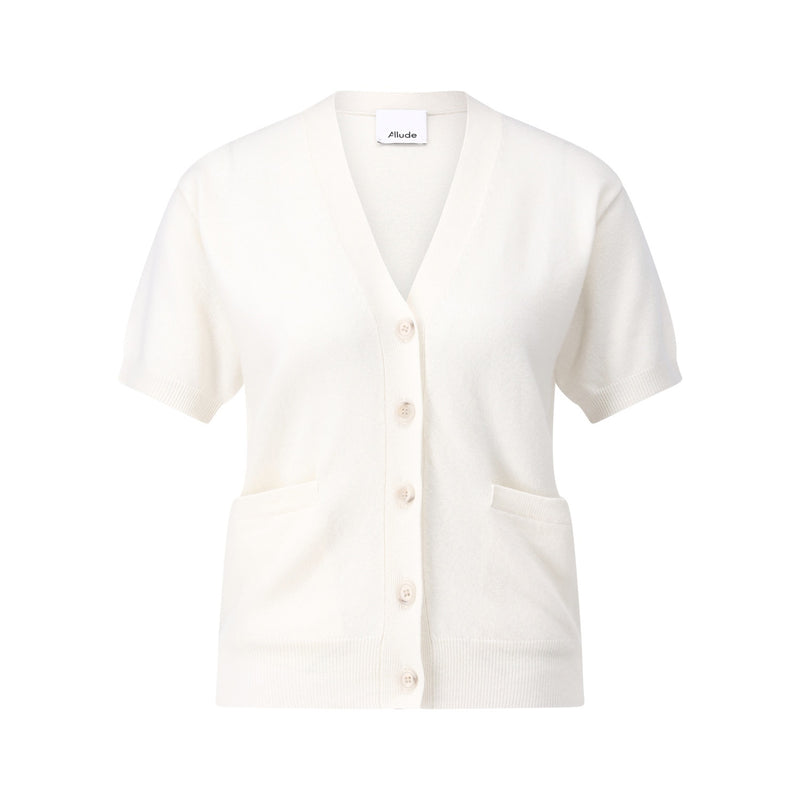 Allude Kurzarm-Cardigan aus Kaschmir-Wollmix Damen