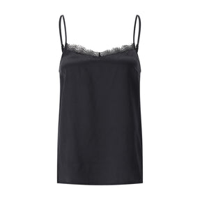 Seidentop mit Spitze 44 / Schwarz
