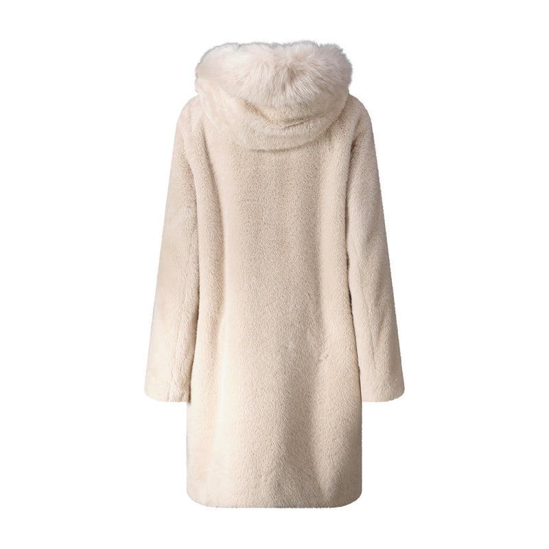 Mantel aus Kunstfell 44 / Beige