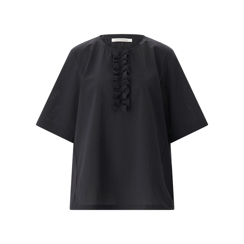 T-Shirt mit Rundhalsausschnitt L / Schwarz