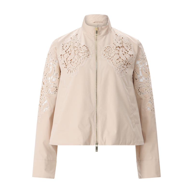 Leichte Jacke mit Stickereien 44 / Beige