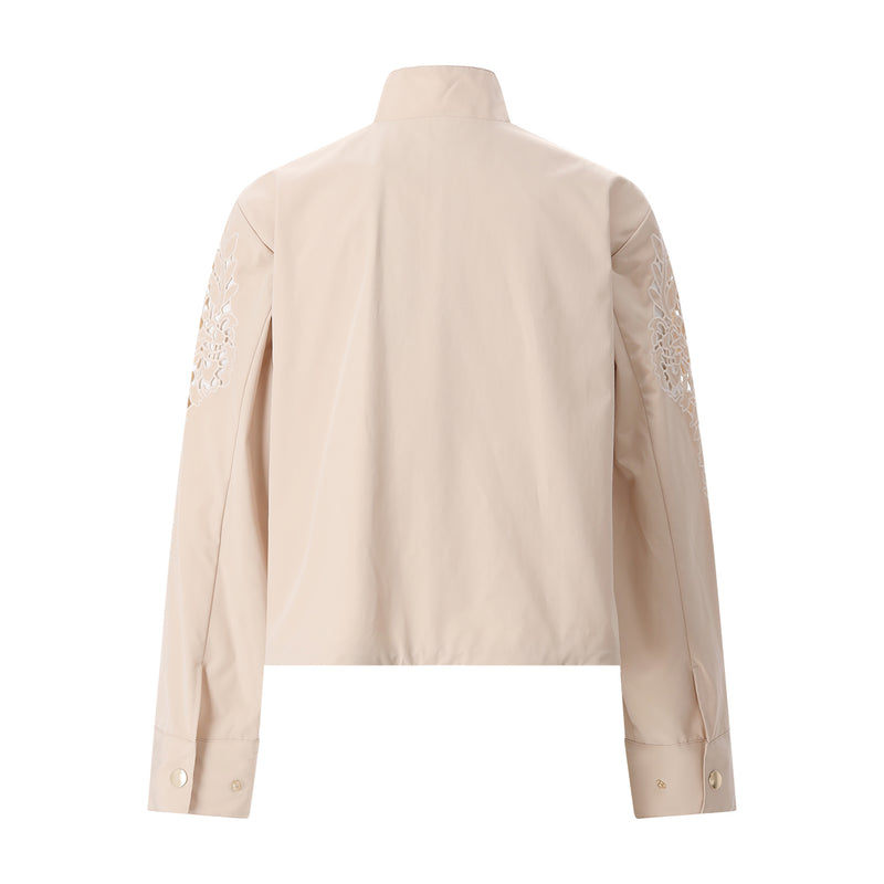Leichte Jacke mit Stickereien 44 / Beige