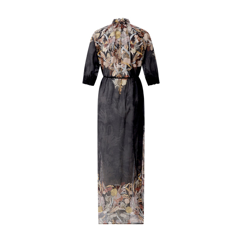 Maxikleid mit Print 44 / Schwarz