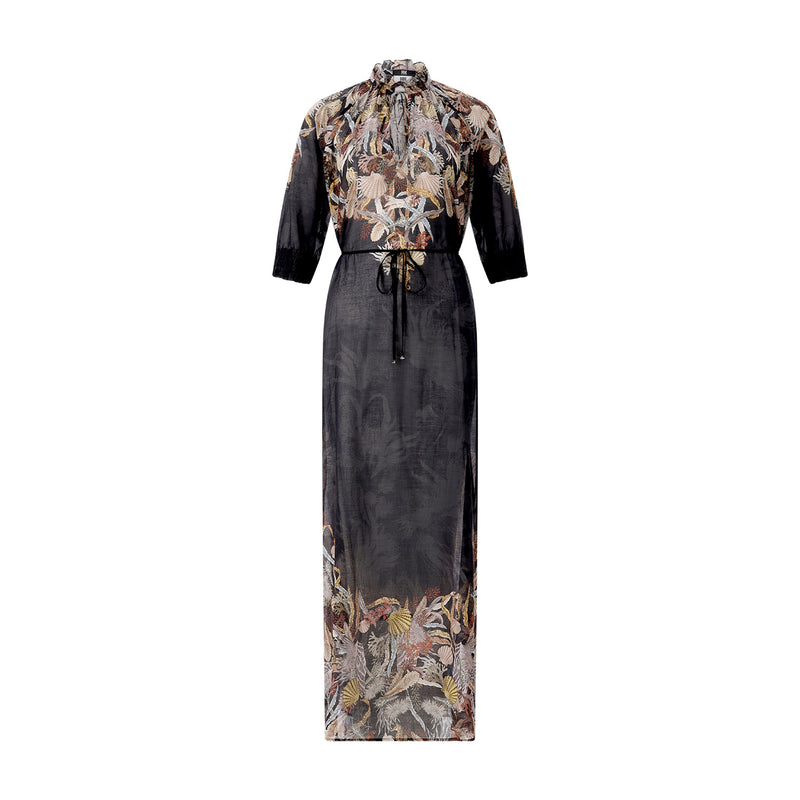 Maxikleid mit Print 44 / Schwarz