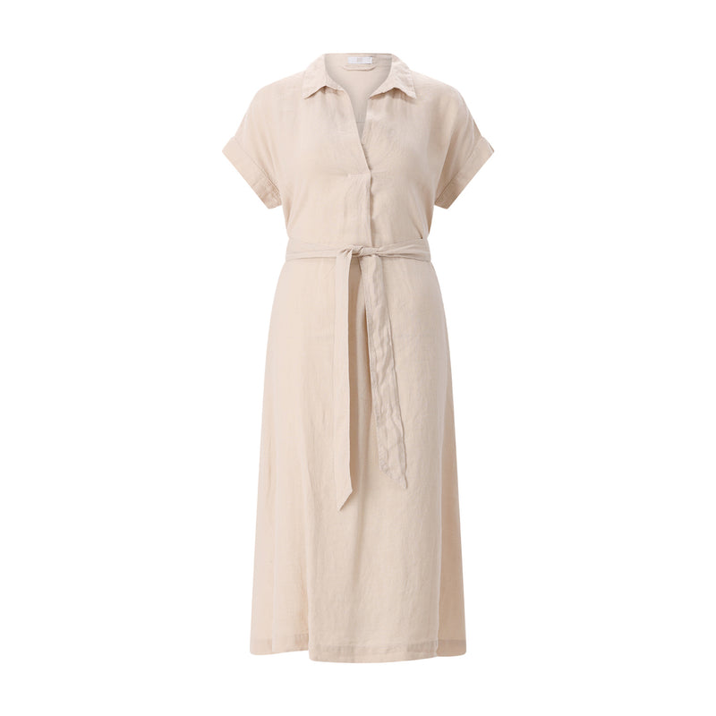 Midikleid aus Leinen 46 / Beige