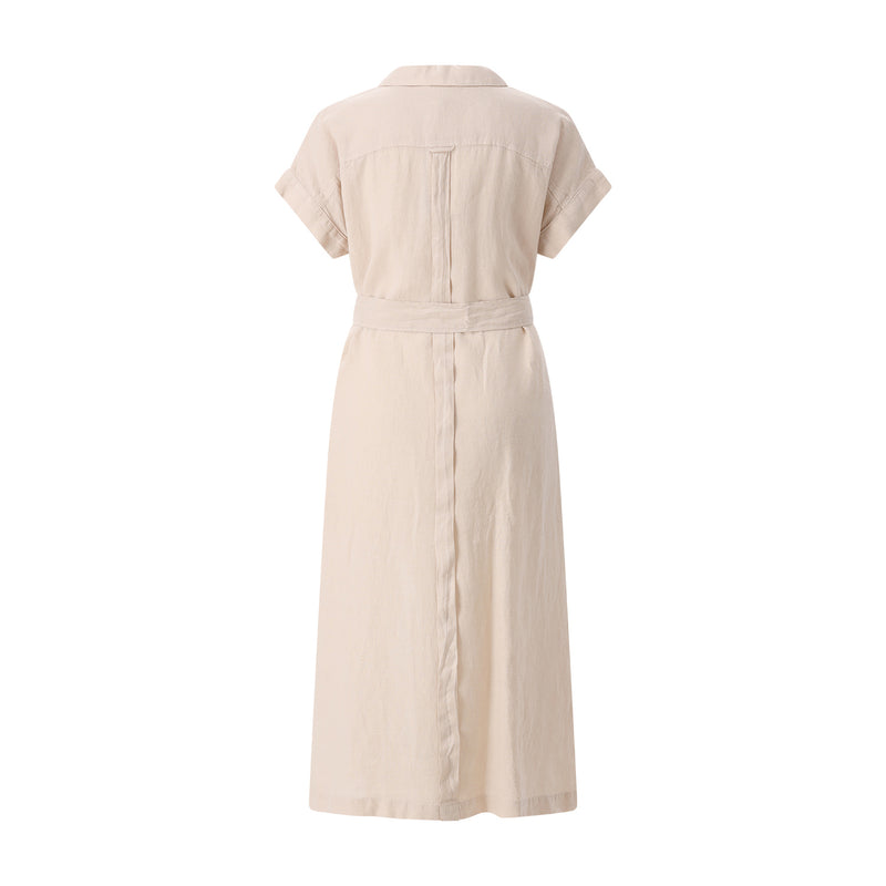 Midikleid aus Leinen 46 / Beige