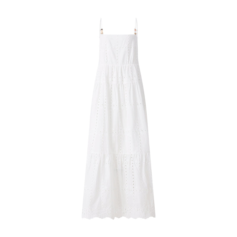 Maxikleid mit Lochstickerei 40 / Weiß