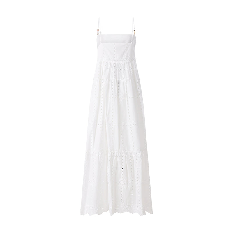 Maxikleid mit Lochstickerei 40 / Weiß