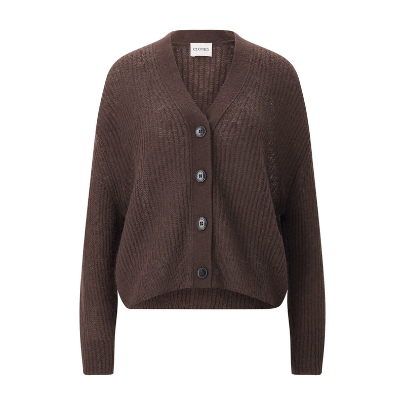 Strickjacke aus Alpaka-Woll-Mix L / Dunkelbraun