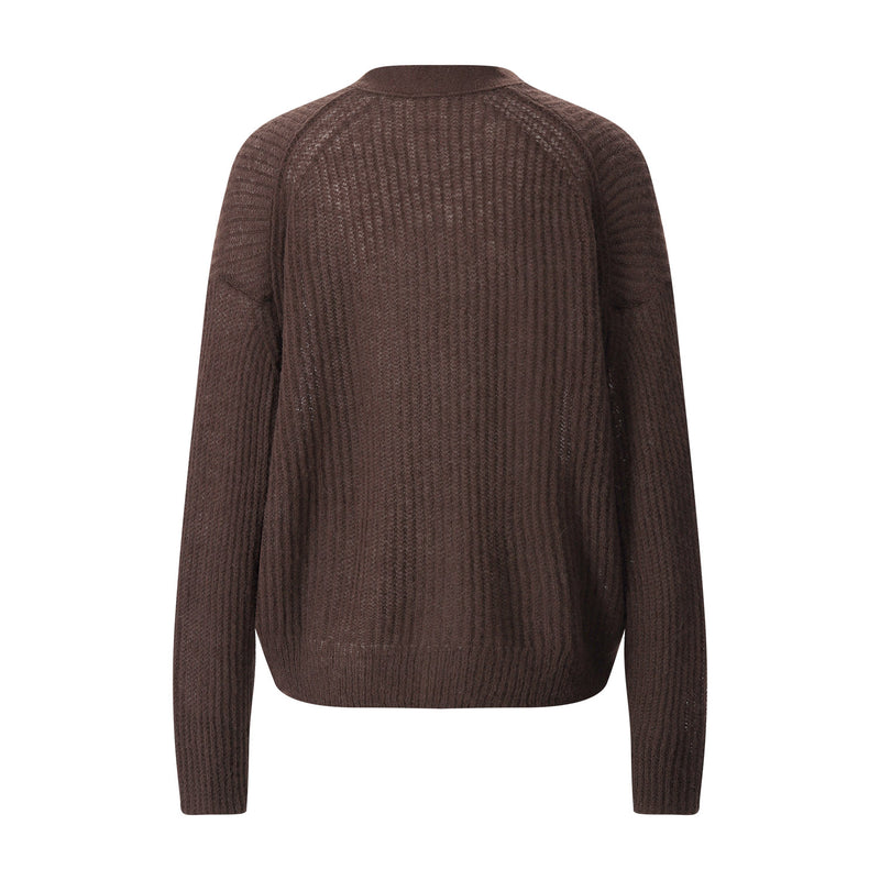 Strickjacke aus Alpaka-Woll-Mix L / Dunkelbraun