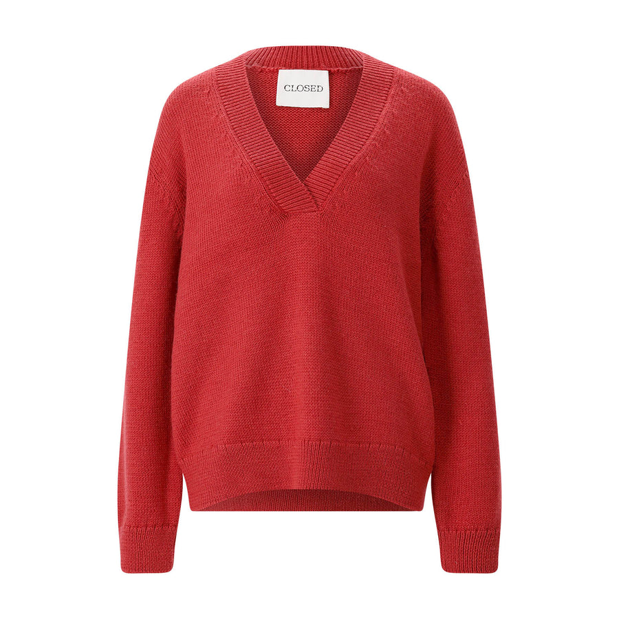 Strickpullover aus Woll-Mix M / Rot