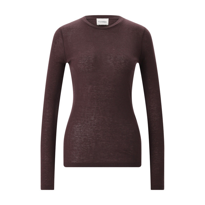 Langarmshirt aus Woll-Mix XL / Dunkelbraun