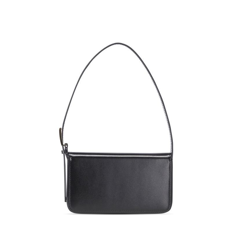 Schultertasche aus Leder . / Schwarz