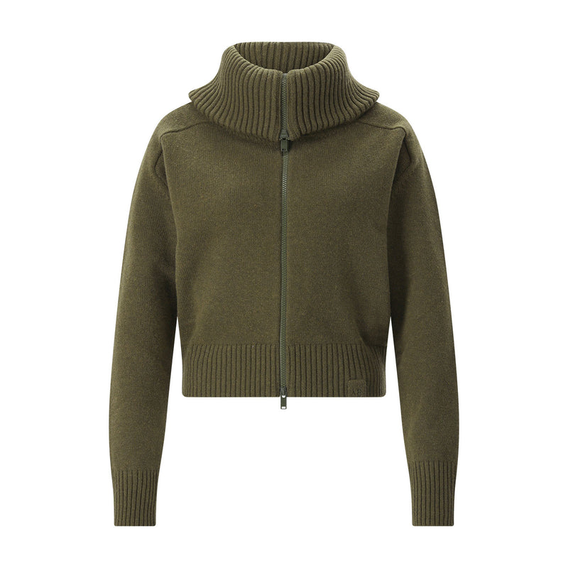 Strickjacke aus Woll-Mix L / Graugrün